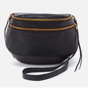 HOBO Black Crossbody Bag with Gold Accents